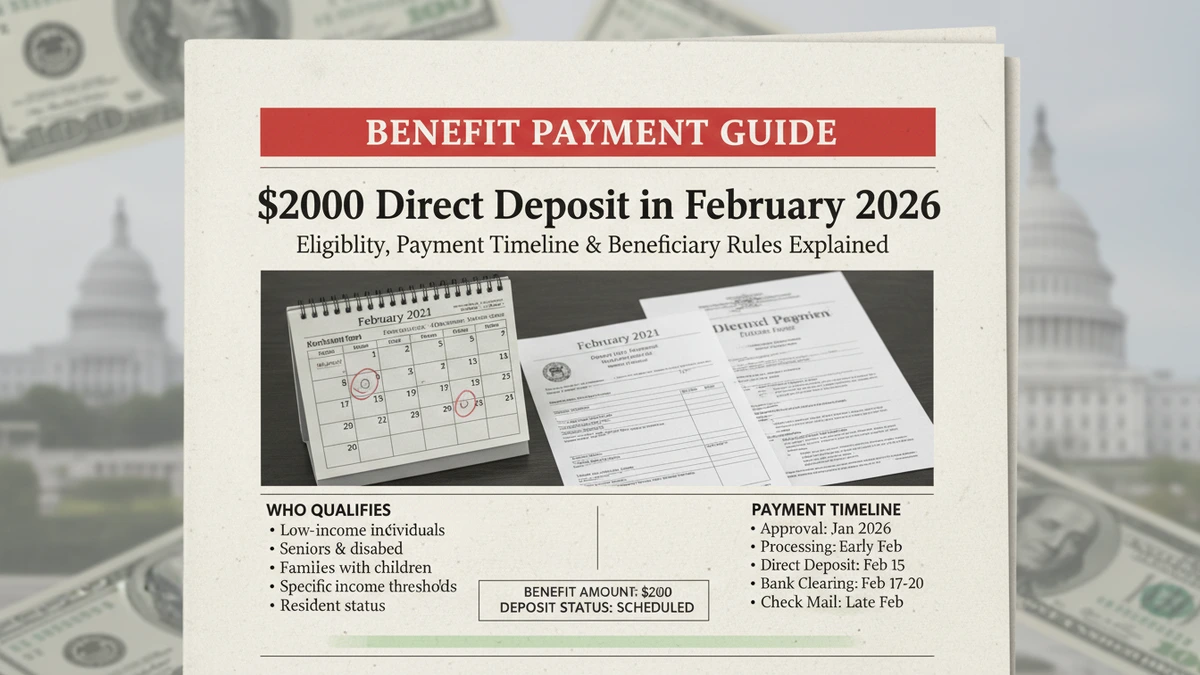 $2000 Direct Deposit in February 2026: Eligibility, Payment Timeline & Beneficiary Rules